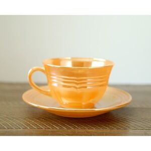VINTAGE Fire King Peach Luster‎ Ware Cup and Saucer